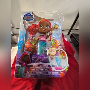 Disney Junior Ariel Splash & Glow Doll With Sounds,Red Hair and Purple Tail